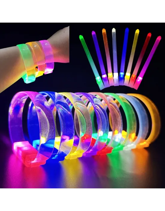3 Modlu Pilli Led Işıklı Esnek Parti Bilekliği Beyaz