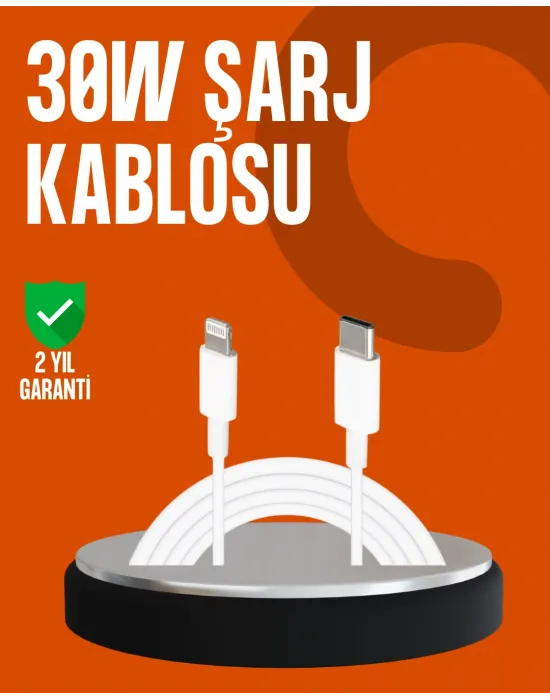 30w Type-c Lightning Hızlı Şarj Kablosu 1.2m İphone Uyumlu