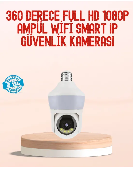 360° Full Hd Wi-fi Akıllı Ampül Kamera Gece Görüşlü