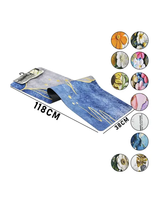 3d Renkli Desenli - D.gen 38x118cmsu Emici Sihirli Banyo Paspas Pvc - Elastik