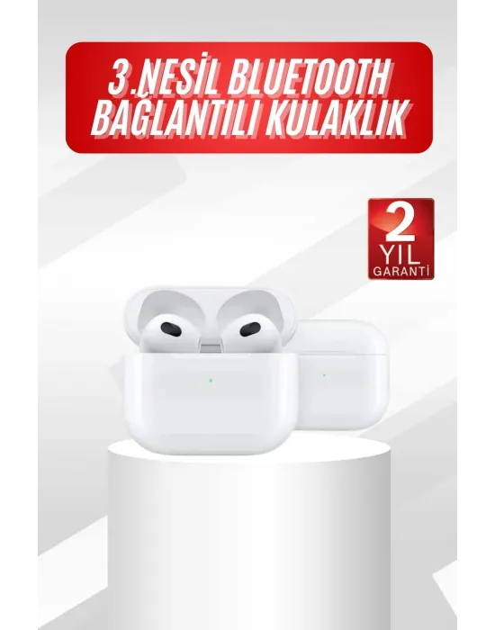 3.nesil İos Android Uyumlu Bluetooth 5.0 Beyaz Çağrı Cevaplama