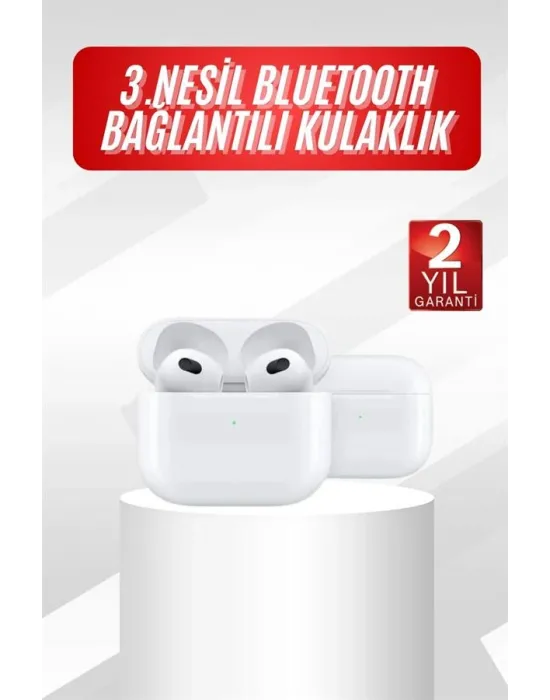 3.nesil İos Android Uyumlu Bluetooth 5.0 Beyaz Çağrı Cevaplama