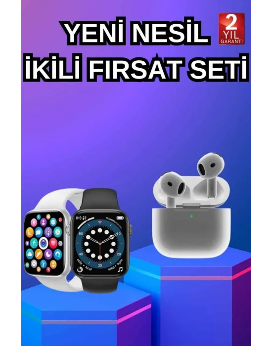 3.nesil Tws Bluetooth Kulaklık Ve Dokunmatik Ekran Akıllı Saat Sesli Görüşme