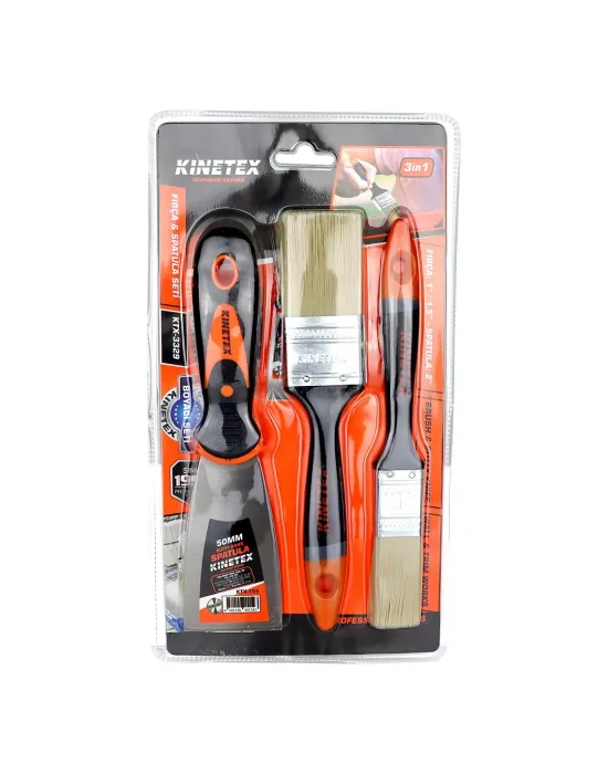 3pcs  Boyacı - Nalbur Set  50mm Spatula - 2x Kestirme Fırça