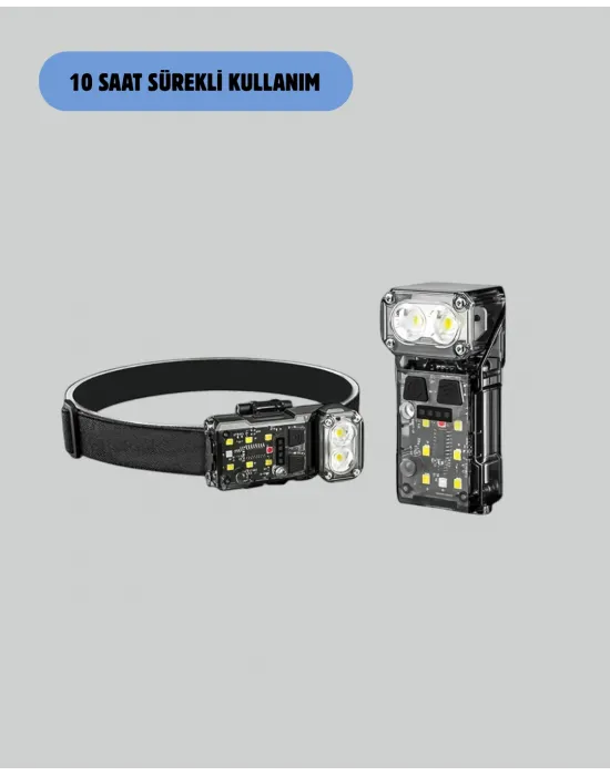 3’ü 1 Arada Led Far Şarj Edilebilir Sensörlü Manyetik 10 Saat Kullanım
