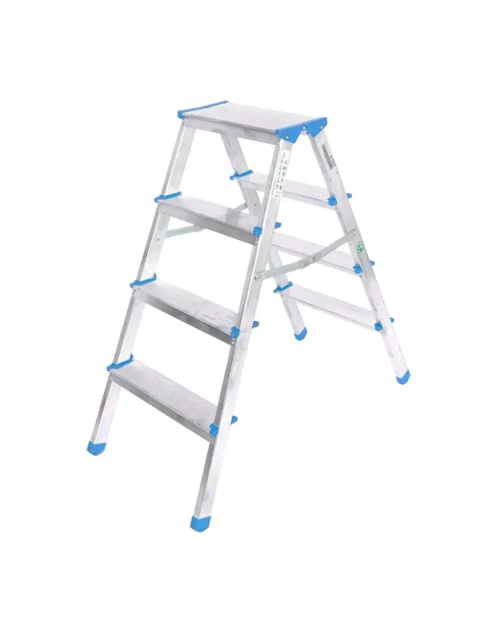 4+4 Çift Basamaklı Alüminyum Metal Merdiven Yükseklik = 92cm Baş Genişlik = 8cm