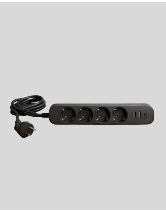 4 Priz 2 Usb 1 Type-c Akım Korumalı Çoklu Priz Led Anahtarlı
