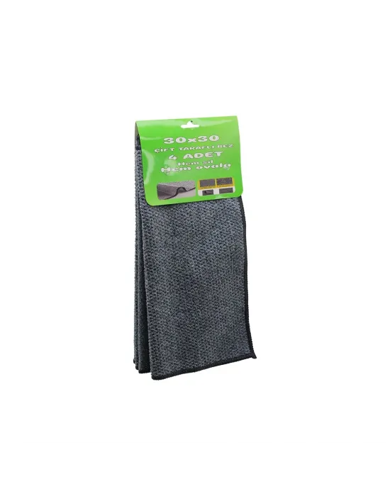 4pcs   30x30cm   Çift Taraflı=mikrofiber - Tel Bez   Zor Kir  Bezi  Hem Sil - Hem Ovala