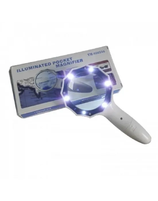 4x 6 Led Işık Aydınlatma 75mm Optik Lens El Büyüteç
