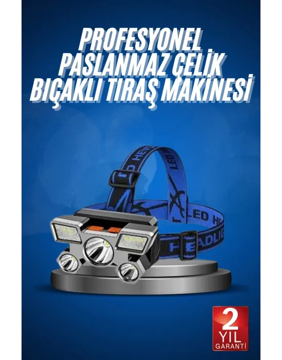 5 Led Far Şarj Edilebilir Güçlü Kafa Lambası Kamp Lambası 4 Modlu