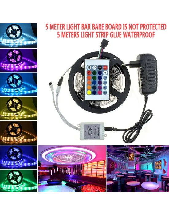 5 Metre Rgb Şerit Led Seti-iç Ve Dış Mekan Silikonlu-tak Çalıştır