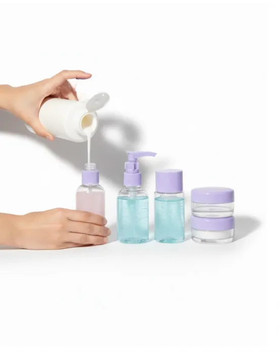 5 Parça Şeffaf Seyahat Kozmetik Seti 30 Ml