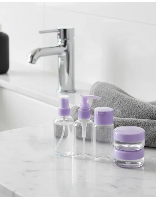 5 Parça Seyahat Banyo Seti 30 Ml Şeffaf Taşınabilir Şişe Seti