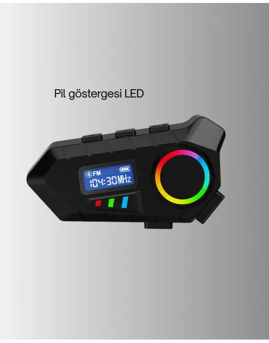 500mah Bataryalı Bluetooth 5.4  İnterkom Led Ekranlı Fm Destekli