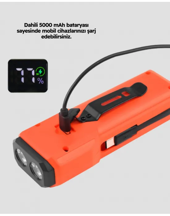 600 Lümen Bisiklet Ön Işık Powerbankli Çakar Cob Led