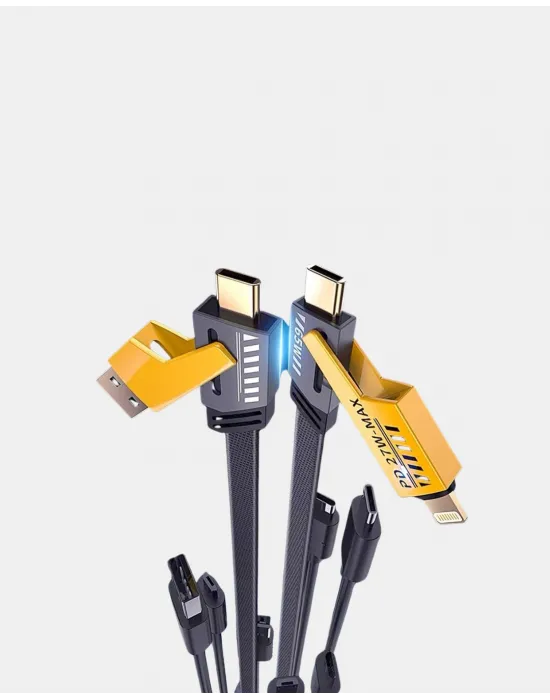 65w Çoklu Şarj Kablosu 4’ü 1 Arada Örgülü Hızlı Veri Aktarım Usb-c Usb-a