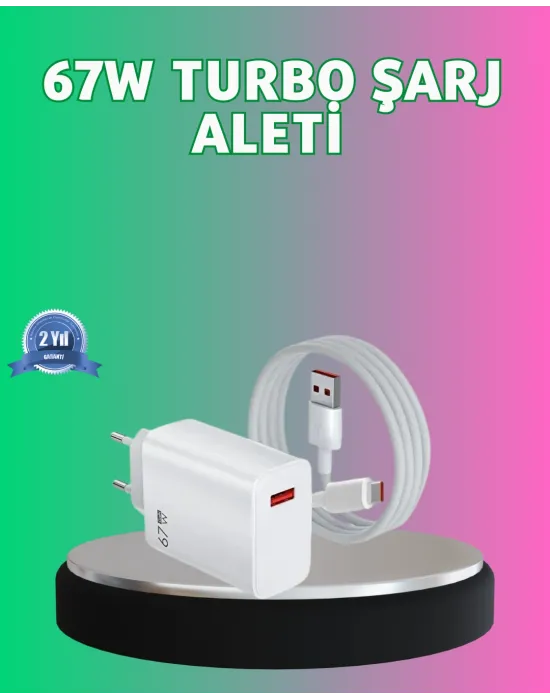 67 Watt Güçlü Turbo Şarj Aleti Samsung Note 10 Note 20 Uyumlu