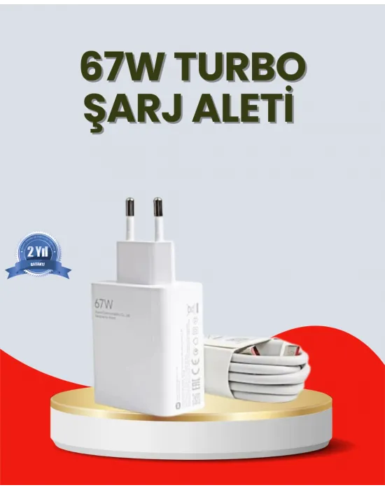67 Watt Ultra Hızlı Şarj Adaptörü  Redmi 9 10 12c Uyumlu