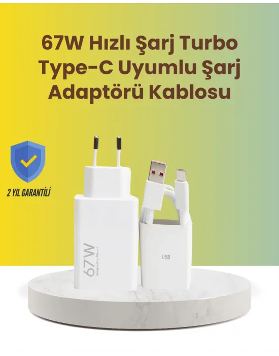 67w Hızlı Şarj Adaptörü Ve Veri Aktarım Özellikli Type-c Kablo Seti