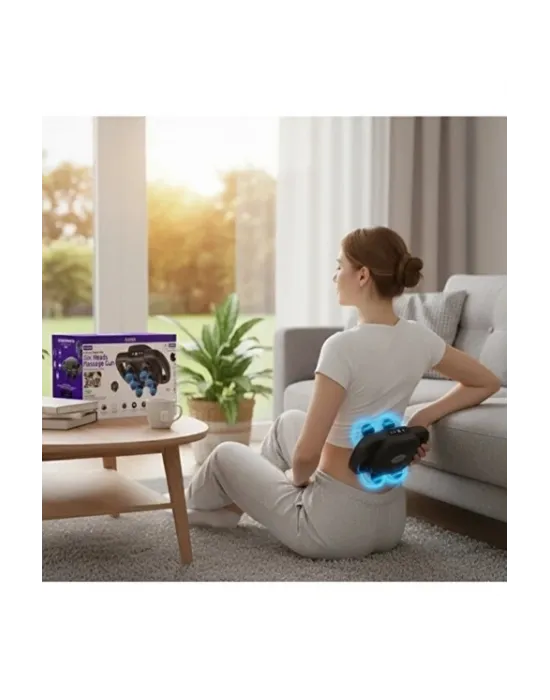 9 Kademeli Şarjlı Titreșimli Masaj Tabancası 6 Başlıklı / 25w 1800 Mah