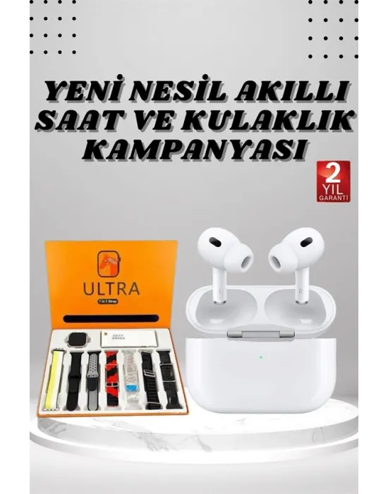 7 Kordonlu Akıllı Saat Ve Yeni Nesil Kulaklık Dokunmatik Ekran Android Ve İos Uyumlu