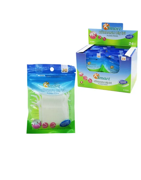 720 Adet Poşetli Kürdanlı Diş İpi = 30pcs X 24