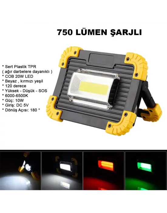 750 Lümen Powerbank Şarjlı Işıldak  Wt-330