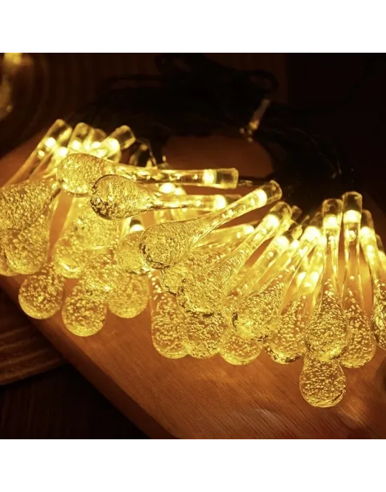 7m 50 Led Damla 8 Fonksiyonlu Solar Panelli-gün Işığı