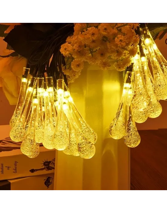 7m 50 Led Damla 8 Fonksiyonlu Solar Panelli-gün Işığı