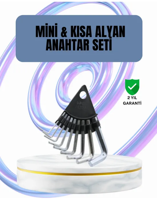 9 Parça Alyan Anahtar Seti Altıgen Uçlu Mobilya Ve Tamir İçin