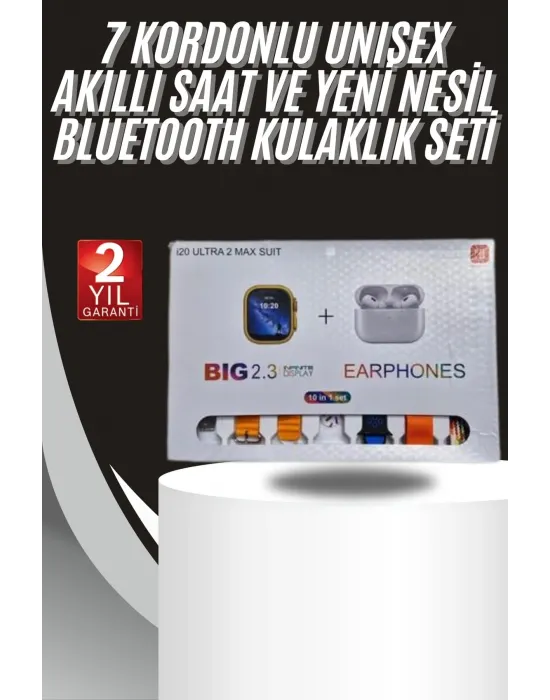 9 Ultra Akıllı Saat 49mm 2inç Ekran 7 Kordonlu Ve Bluetooth Kulaklık