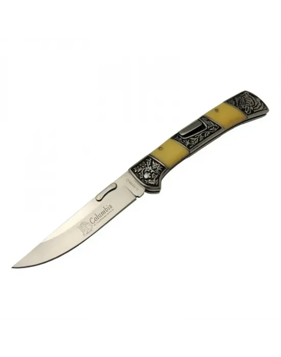 A 3159 C Kamp Çakı 24 Cm - İşlemeli Sedef Saplı, Kemerlikli