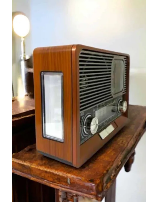 Ahşap Görünümlü Retro Bluetooth Radyo Usb,aux Ve Sd Kart Girişli