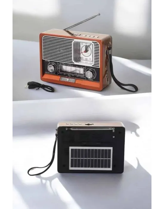 Ahşap Görünümlü Retro Bluetooth Radyo Usb,aux Ve Sd Kart Girişli