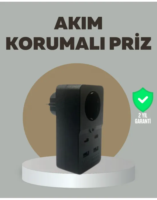Akıllı Akım Dengelemeli Priz 2500w 4 Usb Type C Çıkışlı