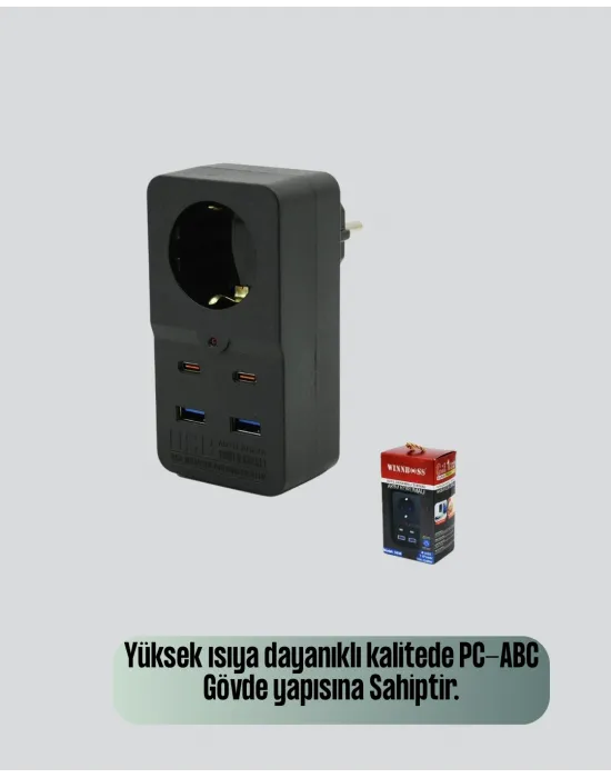 Akıllı Akım Dengelemeli Priz 2500w 4 Usb Type C Çıkışlı