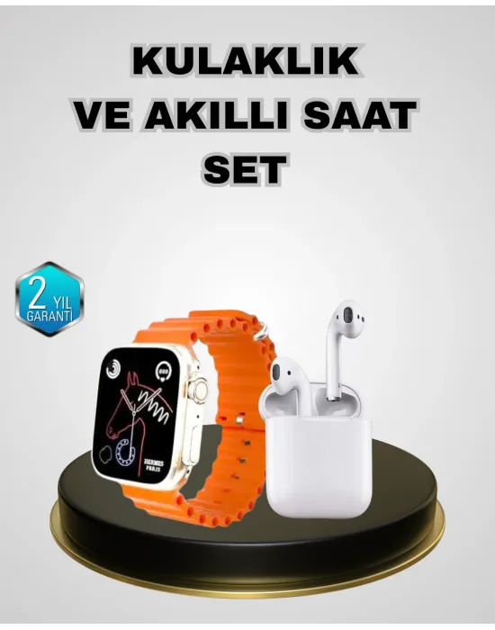 Akıllı Saat Ve Kablosuz Kulaklık İos Android Uyumlu Teknoloji Seti