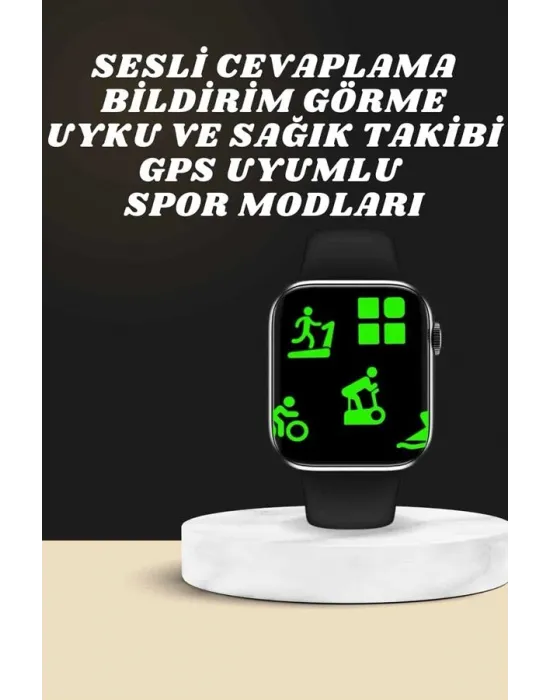 Akıllı Saat Wireless Şarj Yüksek Çözünürlüklü Müzik Dinleme Sesli Cevaplama