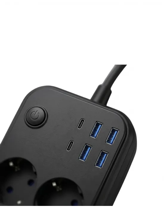 Akım Korumalı Çoklu Priz 4 Usb 2 Type C 4 Priz Güvenli Ve Hızlı Şarj