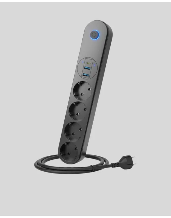 Akım Korumalı Çoklu Priz 4’lü 2 Usb 1 Type-c 2500w Güçlü Tasarım