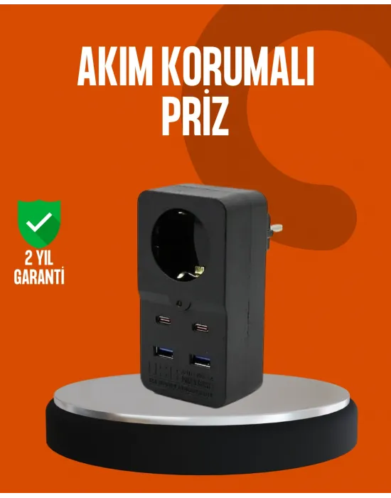 Akım Korumalı Priz 4 Usb Type C Destekli Yüksek Isı Dayanımlı
