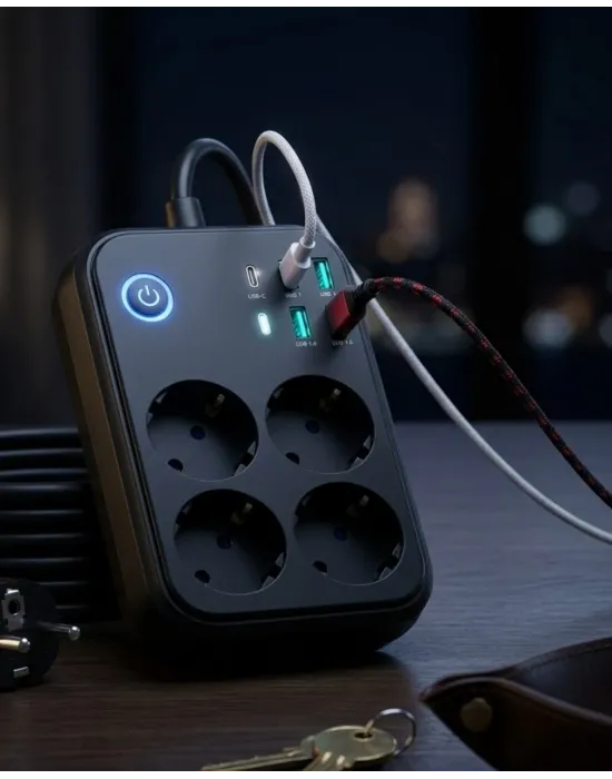 Akım Korumalı Uzatma Prizi 4 Usb 2 Type C Dayanıklı Ve Güvenli Tasarım