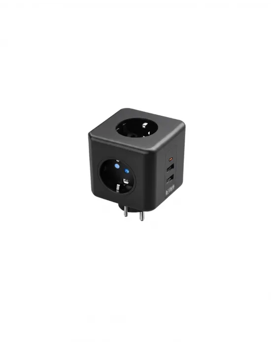 Akım Ve Voltaj Korumalı Küp Priz 3 Usb Destekli