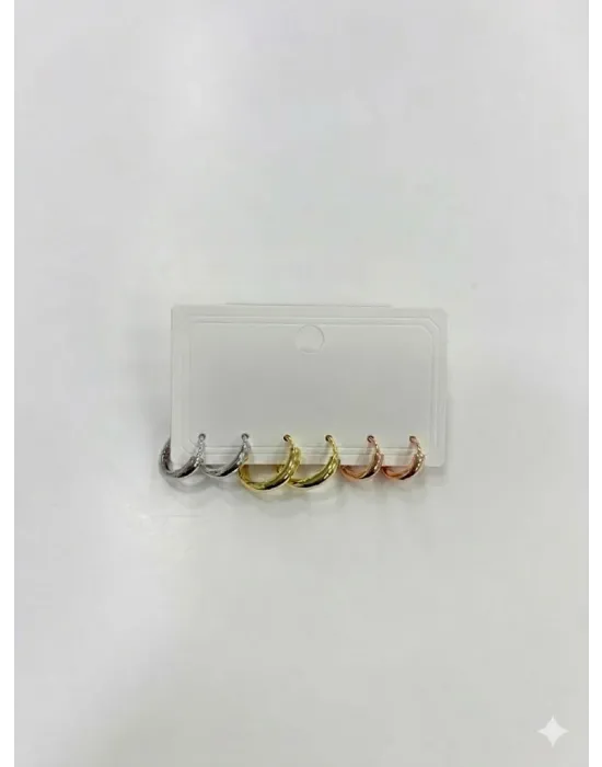 Altılı Çok Renkli  Halka Küpe - Kp00605
