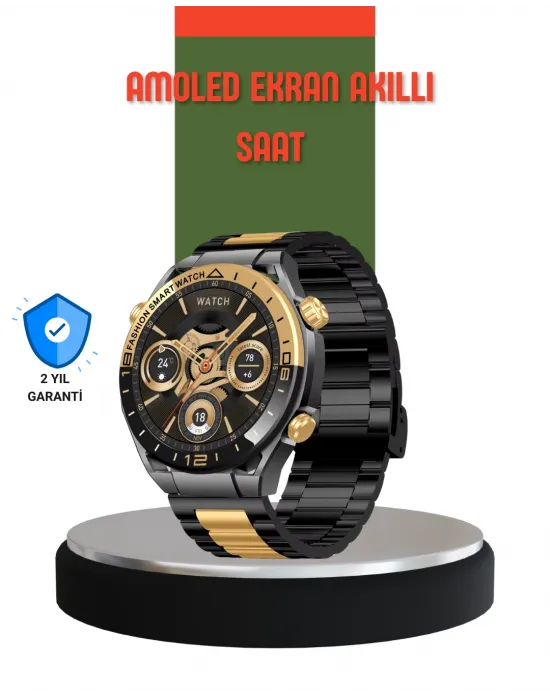 Amoled Ekran Akıllı Saat Bluetooth 5.1 Çağrı Destekli 3 Bileklikli