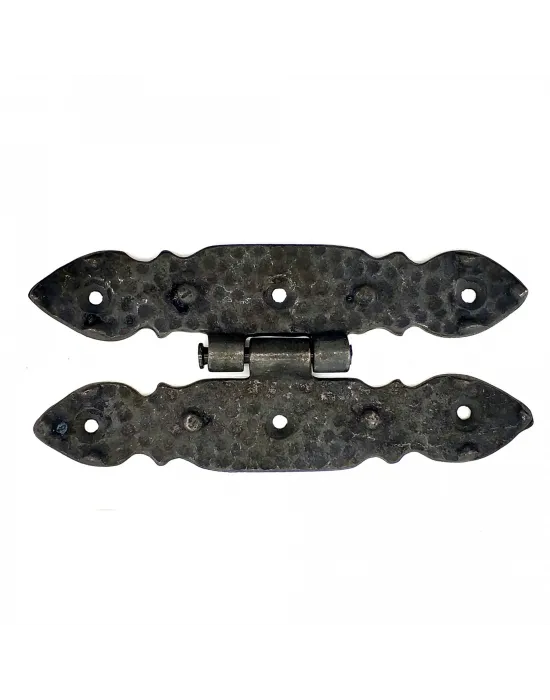 Antika Tarz Dekoratif Pirinç Düğmeli Menteşe - 142x69 Mm, Oksit