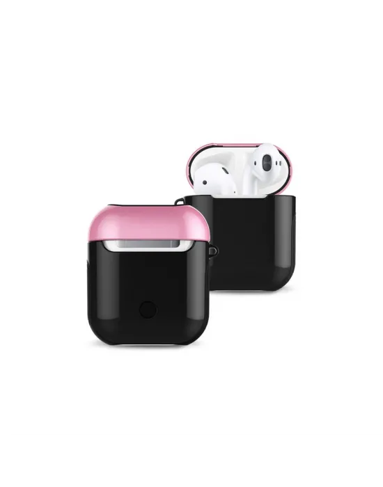 Apple Airpods 2 (2.nesil) 3in1 Kılıf - Siyah-pembe