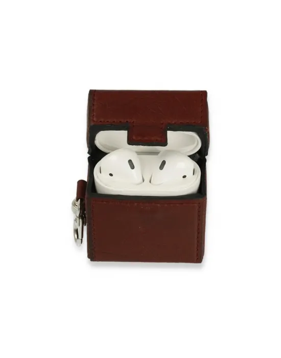 Apple Airpods 2 (2.nesil) Deri Kılıf - Bordo