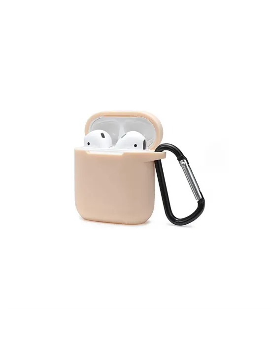 Apple Airpods 2 (2.nesil) Sert Silikon Kılıf - Bej