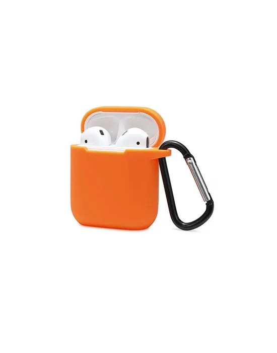 Apple Airpods 2 (2.nesil) Sert Silikon Kılıf - Turuncu